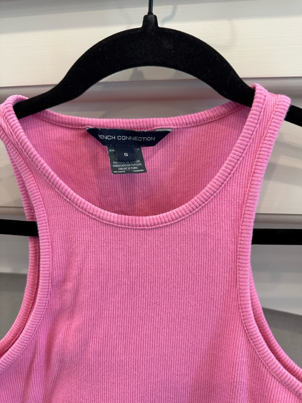 French Connection Bright Pink Ribbed Tank Dress